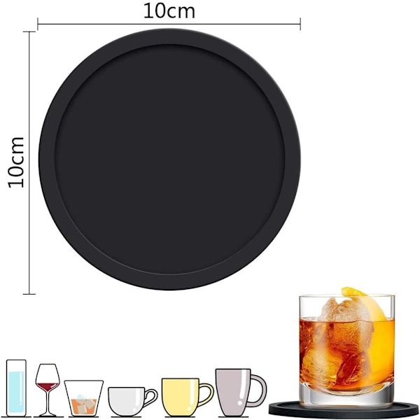 10*0,3 cm, (svart), runda silikonunderlägg halkfria värmebeständiga C