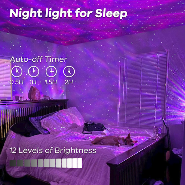 Stjernehimmel Projektor, Galaxy Projektor Lampe, Indbygget Bluetooth S