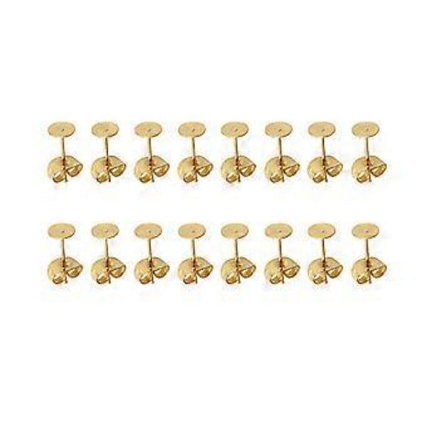25 par 5 mm rustfri stål øreringe tilbehør bagstopper øreringe stifter flad pude sikkerhedspropper montering smykker dekoration til kvinder piger (gylden)