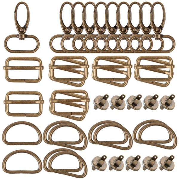 40 stk. cyan antikke tre glidering metallspenne + D-ring + rot