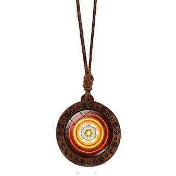 Hengellinen Heksagrammi Sri Yantra Riipus Kaulakoru Pyhä Geometria Puinen Amuletti Kaulakoru Naisille Säädettävä Solisluuketju 3