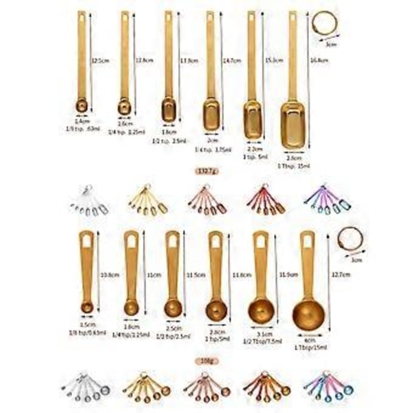 6 st Mätsskedar i Rostfritt Stål Set Kök Tesked Kaffe Socker Skopa Roséguld Rose gold1