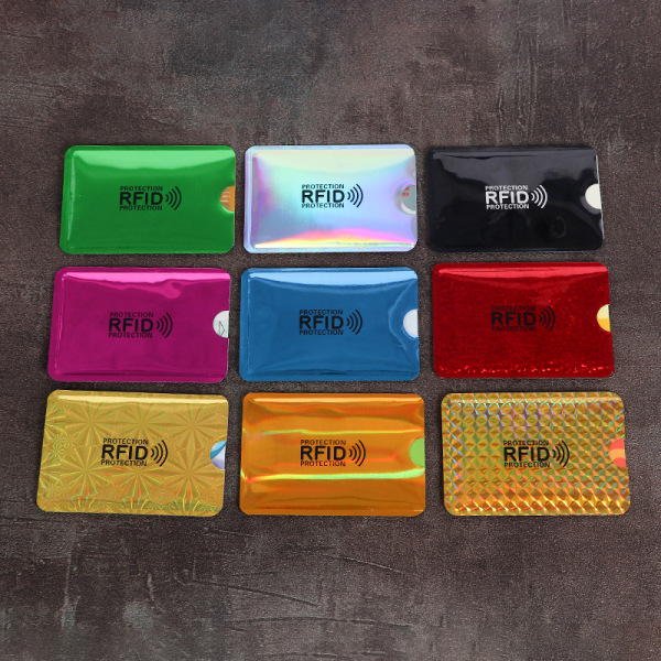 9-pack färgglada RFID-korthållarfickor för kreditkort, RFID