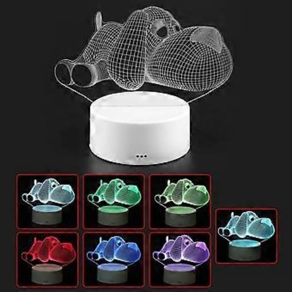 USB 4.5V 3W Sju-färgs Lampfot Touch-brytare 3D Akrylpanel Nattlampa Vit