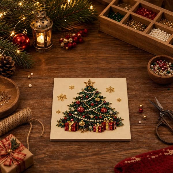 Juleperle- og diamantmalingssæt, DIY-sæt med perlekunst til voksne — Juletræ ChristmasTree