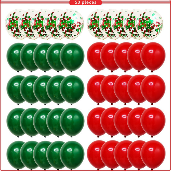 Konfetti julballonger grön röd latexballong för födelsedag