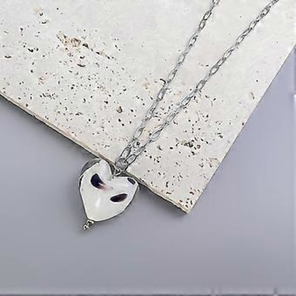 Lasinen amuletti kaulaketju, ainutlaatuinen riipus kaulakoru, tyylikäs kaulaketju, naisten muotikoru, juhlalelu White Silver