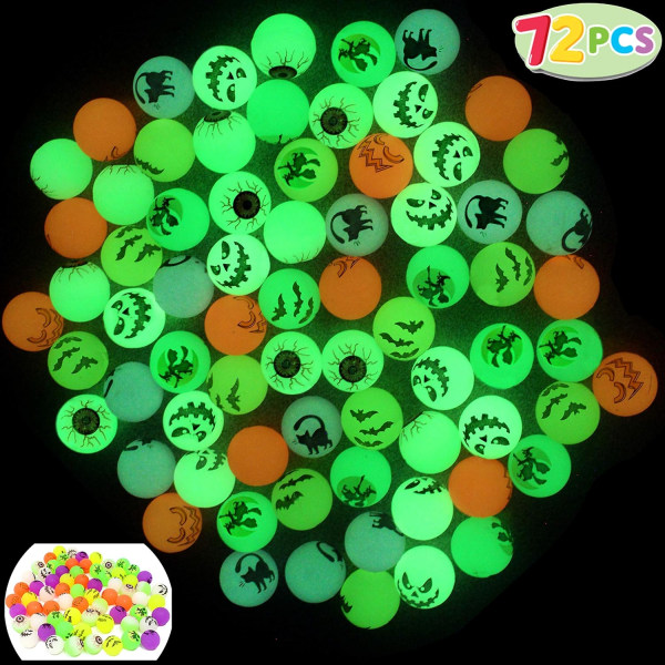 72 Glow in The Dark Bouncing Balls 1.25” | 6 Halloween-tema design