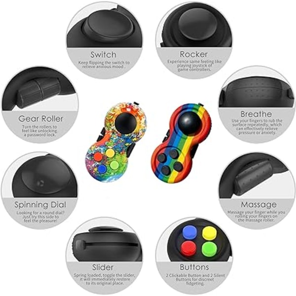 (Graffiti + Regnbåge) 8 Funktion Fidget Toy Cube Controller Stress