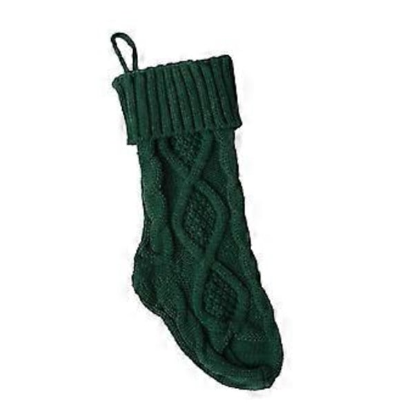 Kraftig Stickad Julklapp Present Godisstrumpor Julstrumpa Högtider Fest Heminredning Green 37cm