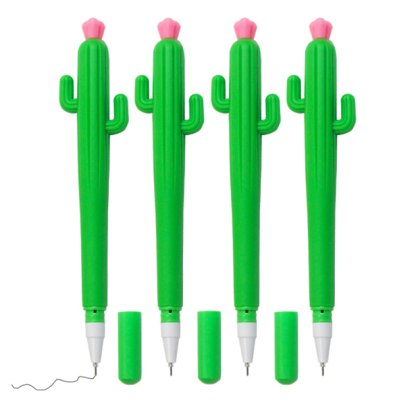 20 stk kaktuspenner for barn - Kaktusformet gelblekk Rollerball-penner - Svart kaktus kulepenn med blomst for kontor, skoleartikler, hjemmekontor - Tilfeldig farge