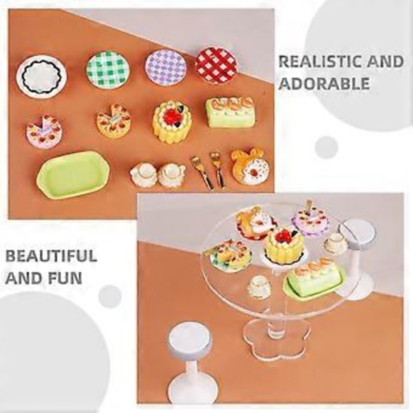 1 Set Mini Dockskåps Köksutrustning Akryl Matbord Dessertmodell Realistiska Miniatyr Matrekvisita för Dockskåpsdekor för Barns Lekhus Heminredning