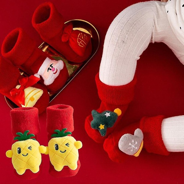 Baby Flickor Pojkar Toffelsockor Mjuka Vinter Barn Jul Hemstrumpor..