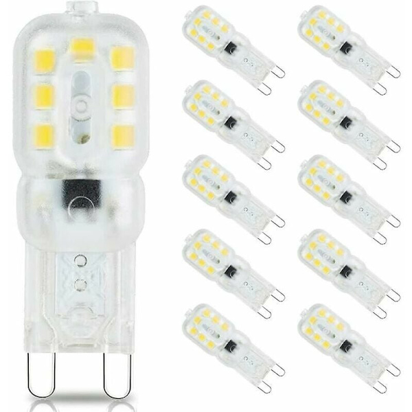 10 st 3W G9 LED-lampor, motsvarande 33W halogenlampor, 6000K dagsljus
