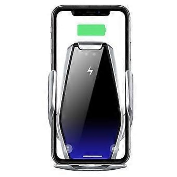 Sky silver Trådløs Billader, 15W Hurtiglading Bilfeste Lader Auto-Klemme Luftventil Telefonholder Kompatibel med iPhone 11Pro/Max/XR/11/X/8, Sa