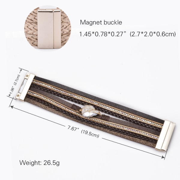 Læder Wrap Armbånd Multilayer Flettet Armbånd Boho Manchet Brace