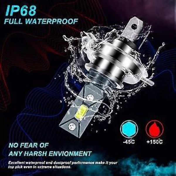 H4 LED-ajovalopolttimot Xenon valkoinen 6000k 472 Auto Kauko- ja lähivalopolttimo