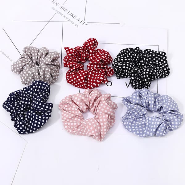 Hårband Hästsvans Hårband Elastiskt Hårrep - Polka Dot Grå