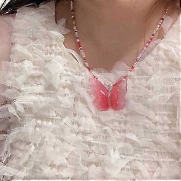 Vintage Butterfly -riipus kaulakoru Temperamenttinen choker Muotikorut Solisluuketju Y2K Värikäs helmiriipus kaulakoru