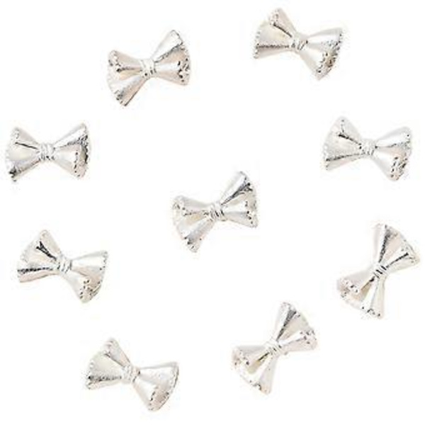 50 kpl/setti Rusetti Kynsitaide Korut Rusettisolki Kynsikorut Kynsitarvikkeet Söpöt Seosmetalliset Kynsitaidekoristeet Juhliin Häihin Silver bow 9 x 6mm