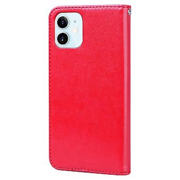 Ruusuaiheinen nahkakotelo iPhone 12:lle Red
