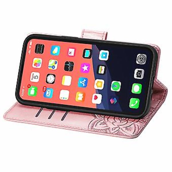 Fjäril Kärlek Blomma Läderfodral För iPhone 13 mini Rose Gold