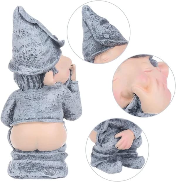Dværg-gnome skrivebords-havepynt statue, ideel til gårdhave, græsplæne, veranda dekoration - dværg der skider