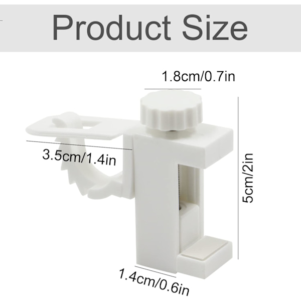 Gardinstångsfäste Hållare - Plastkrok med klämma för 1-3,7 cm tjock platta, för hem eller badrumsgarderob, 2 stycken