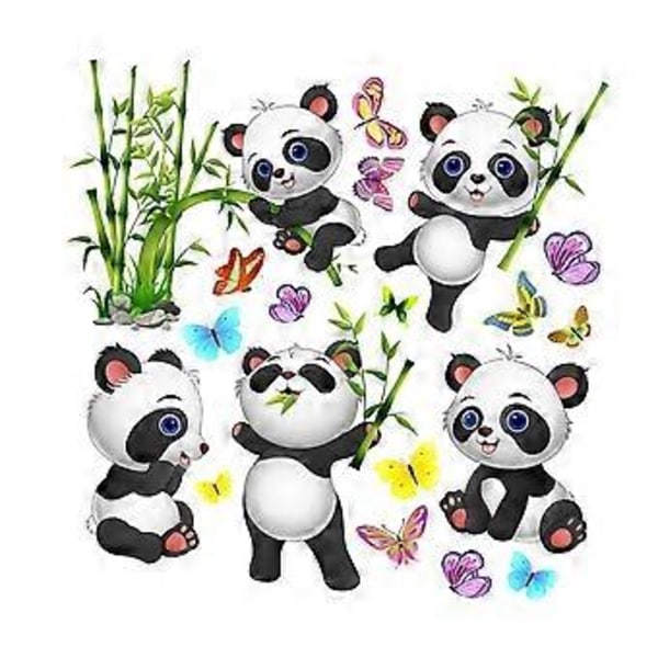 1 Set Kreativa Panda Väggdekaler Självhäftande Tecknad Djur Väggdekaler Dekorativ Tapet för Hem Vardagsrumsinredning