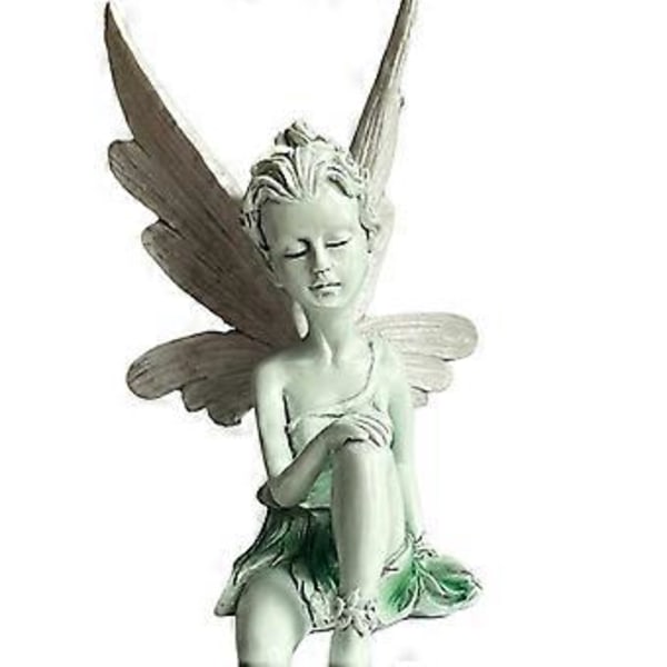 Hartsfe staty fontän dekorativ figurin veranda ängel skulptur vit (Vit) White