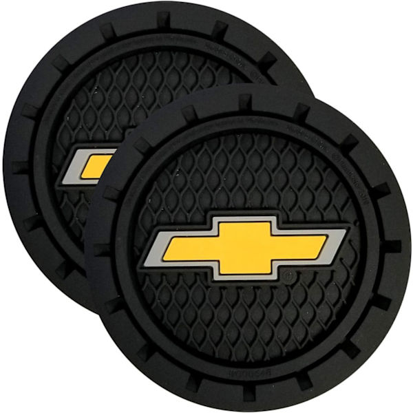 2-pack 000648R01 Chevy Bowtie Gold Mugghållare-underlägg, Svart