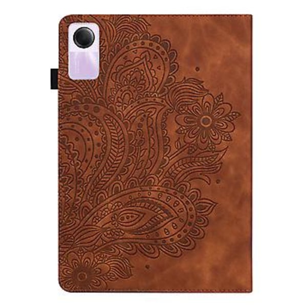 Riikinkukko-nahkainen tablettikotelo Xiaomi Redmi Pad SE:lle Brown