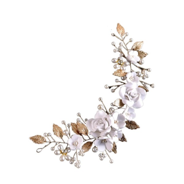 Gyllene, hårranka bröllop blommönster med pärlor, brudhuvudb
