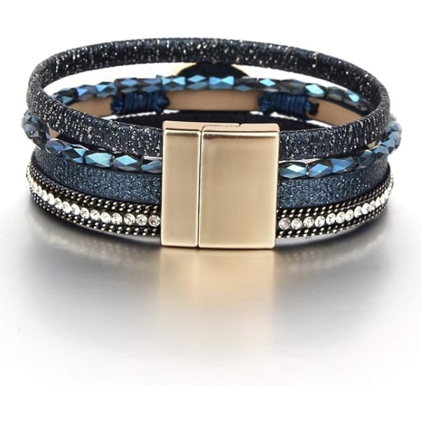 Nahkainen kääre rannekoru Boho Cuff rannekorut Kristallihelmi rannekoru