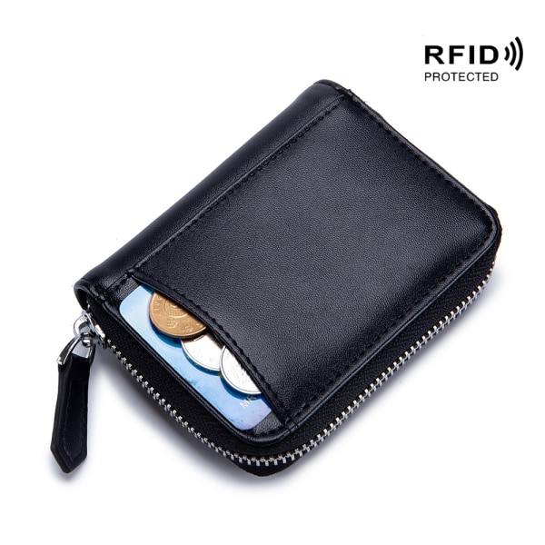 Naisten aito nahkainen kolikkopussi Mini Pouch Change Wallet Black