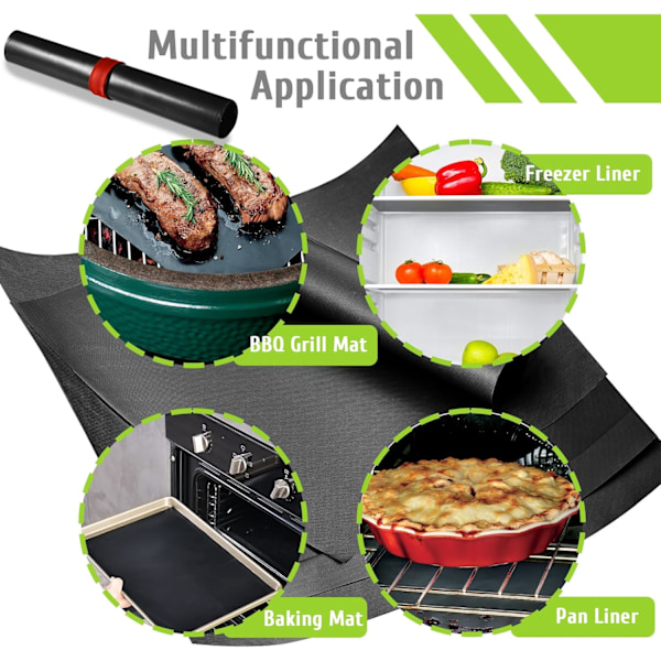 2 stycken universal ugnfoder 40x60cm, nonstick tjockt ugnfoder, lämpligt för ugnens botten, hemmakökstillbehör, svart