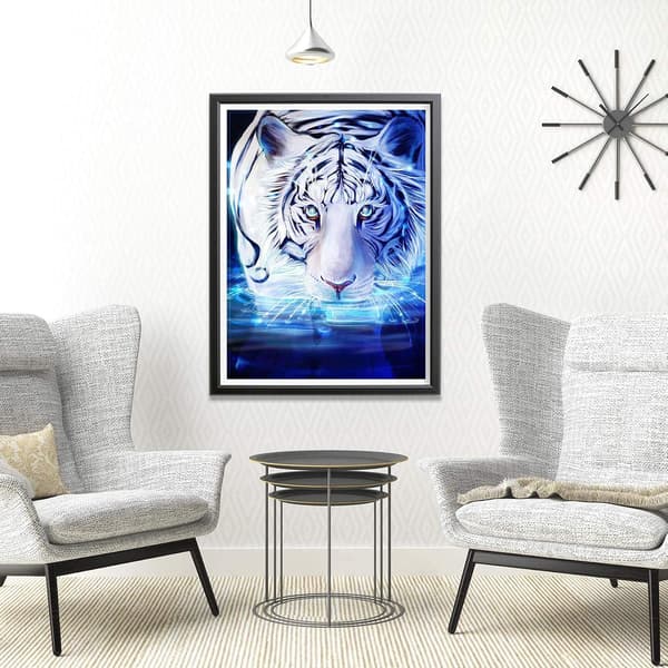 5D Diamantmaling Dyr, Hvit Tiger Full Diamantmaling Ki