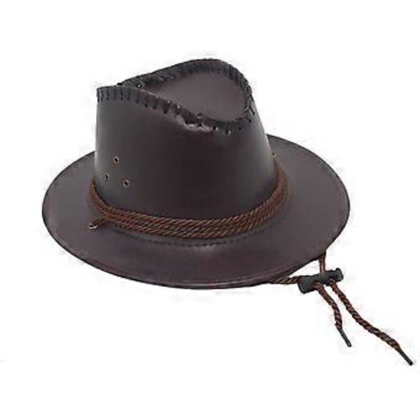 Western Cowboy Hatt Solhatt Läder för Kostymtillbehör Semester Utomhus Camping (röd)