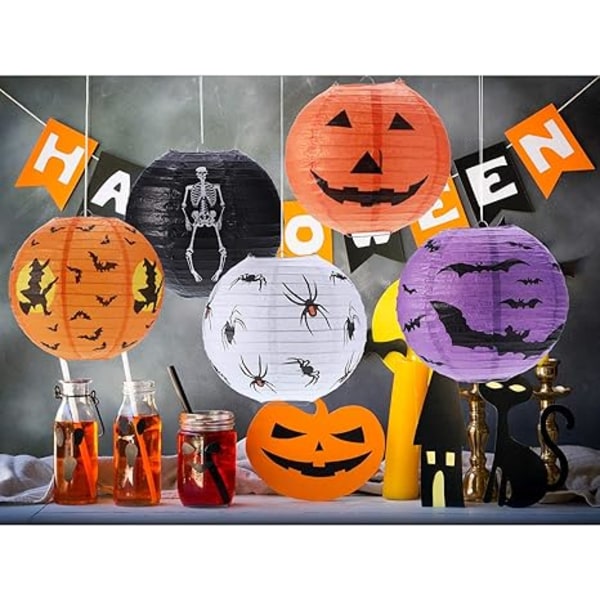 10 stycken Halloween papperslyktor Pumpalykta Spider Bat Ske