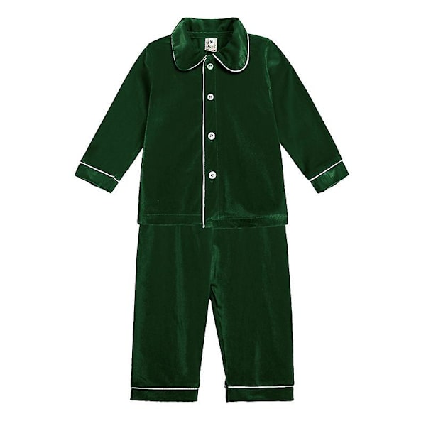 Nytt rødt jule familiesett med varme pysjamaser for gutter og jenter, gyllen fløyel, matchende pysjamaser for barn. 80cm. A Grønn Green A 80cm