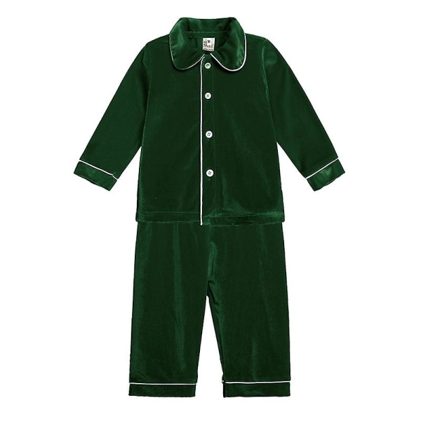 Uudet punaiset jouluiset poikien ja tyttöjen lämpimät perheen pyjamasetit kultaisella sametilla, lasten sopivat pyjamat. 100cm. A Green Green A 100cm