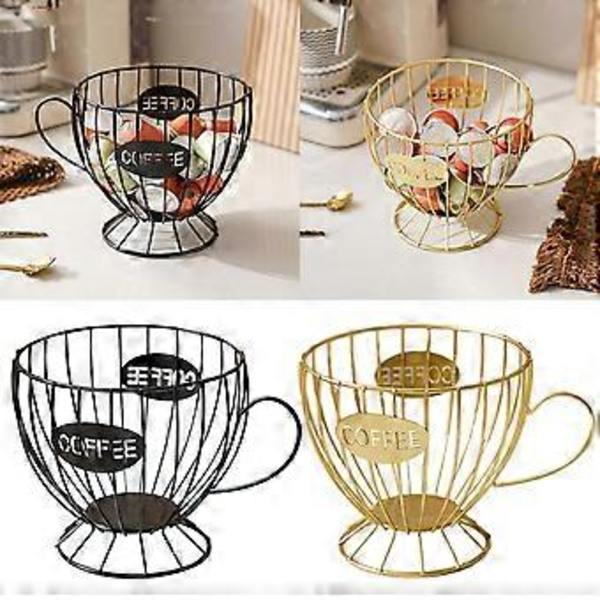 Stilren kaffehylla Praktisk kaffehållare Displayställ Bärbara hyllor Kaffeförvaringsorganisatör Korg Svart