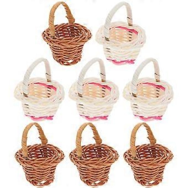 8 stk. Mini Kurv Liten Kurv med Håndtak Fotorekvisitter Mikro Landskaps Ornament( )