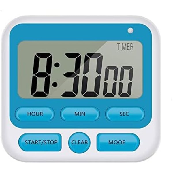 Digitalt køkkenur med alarm og stort LCD-display HX106 Blå