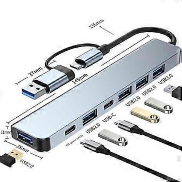 RYRA USB C Hub Type C - HDM-yhteensopiva RJ45 5 6 8 11 portin telakka PD TF SD AUX:lla