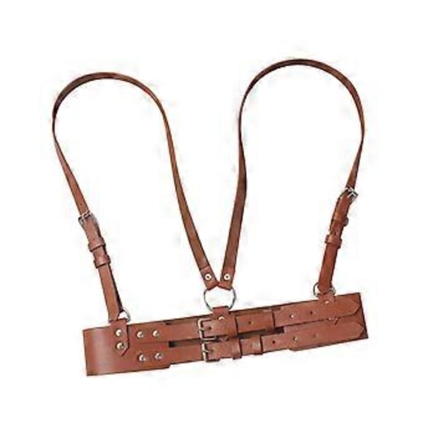 Læder Western Style Bred Talje Underbust Waspie Korset (Brun) Brown