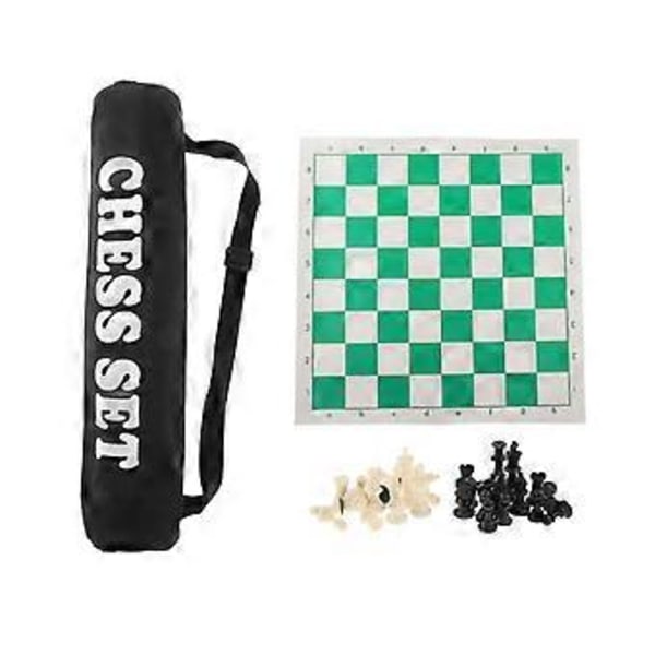 Vikbar Rese Schackuppsättning Rullbar Brädspel 38x8 cm för Barn Hemma()