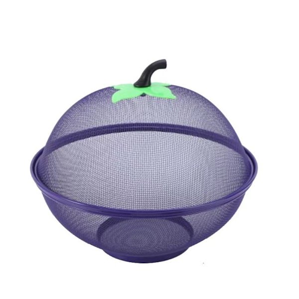 Violetti omenan muotoinen hedelmäkori, hedelmäkulho, koristeellinen pöytäkoriste, joka estää lemmikkieläimet, hyönteiset ja ötökät pääsemästä sisään