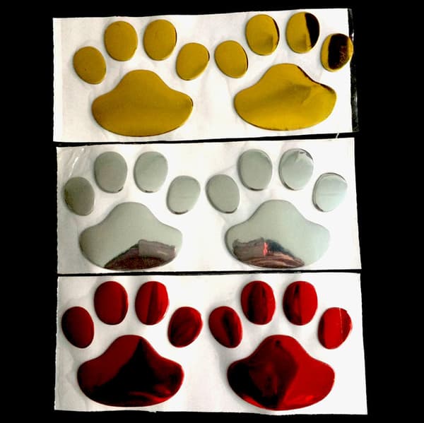 Set med 4 st Bilstickers Björntassar Hundfotspår Bilsticker för