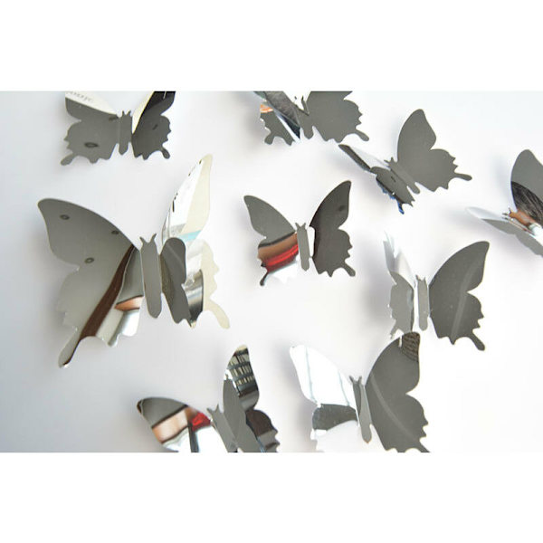48 stk. DIY spejl sommerfugl kombineret 3D sommerfugle væg klistermærke